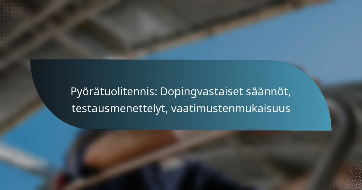 Pyörätuolitennis: Dopingvastaiset säännöt, testausmenettelyt, vaatimustenmukaisuus