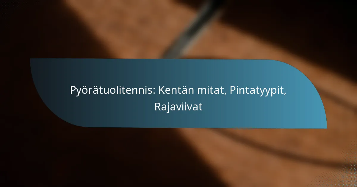 Pyörätuolitennis: Kentän mitat, Pintatyypit, Rajaviivat