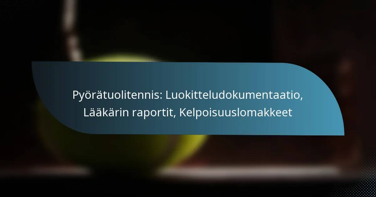 Pyörätuolitennis: Luokitteludokumentaatio, Lääkärin raportit, Kelpoisuuslomakkeet