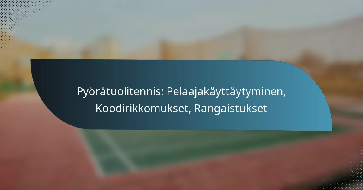 Pyörätuolitennis: Pelaajakäyttäytyminen, Koodirikkomukset, Rangaistukset