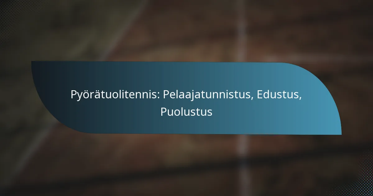 Pyörätuolitennis: Pelaajatunnistus, Edustus, Puolustus