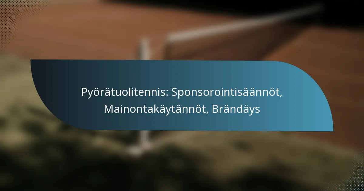 Pyörätuolitennis: Sponsorointisäännöt, Mainontakäytännöt, Brändäys
