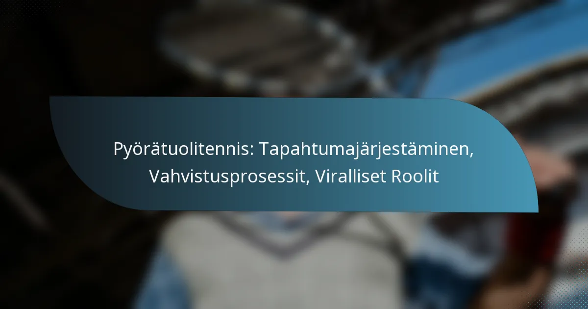 Pyörätuolitennis: Tapahtumajärjestäminen, Vahvistusprosessit, Viralliset Roolit