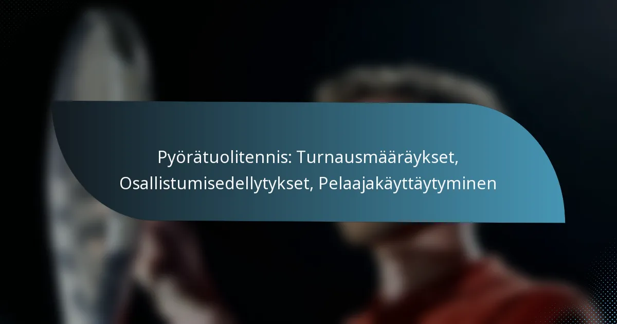 Pyörätuolitennis: Turnausmääräykset, Osallistumisedellytykset, Pelaajakäyttäytyminen