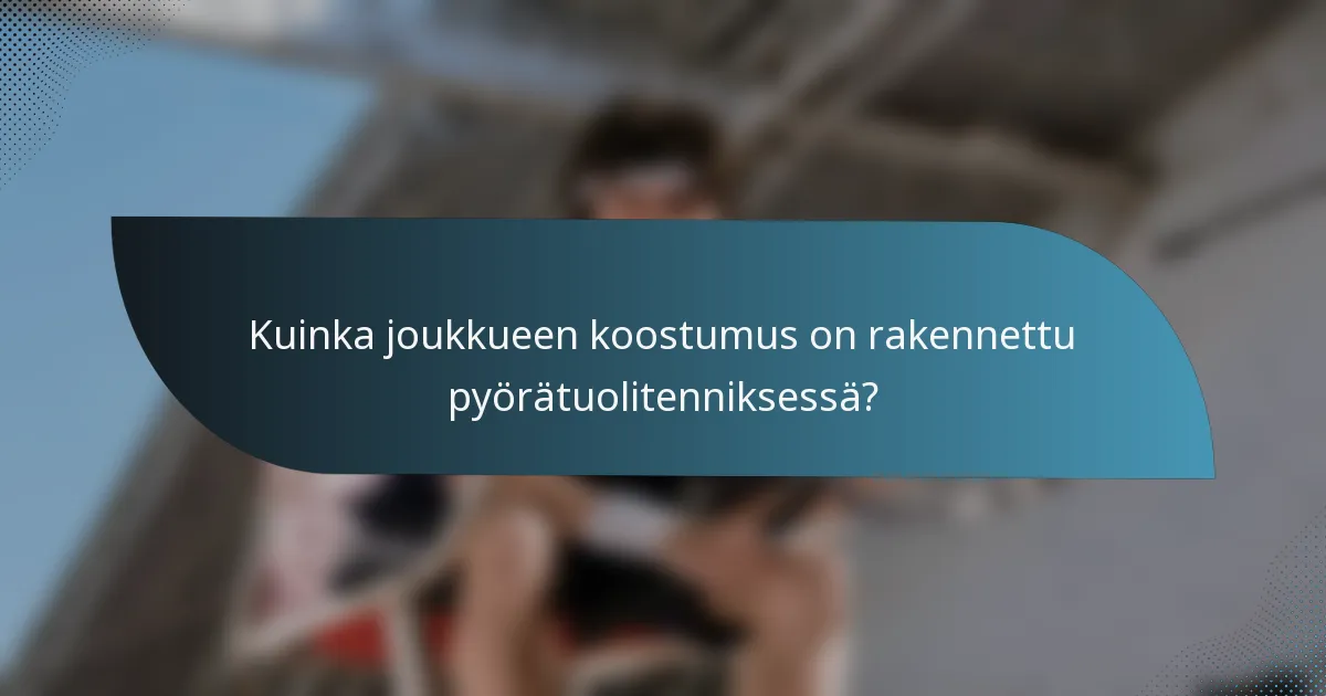 Kuinka joukkueen koostumus on rakennettu pyörätuolitenniksessä?