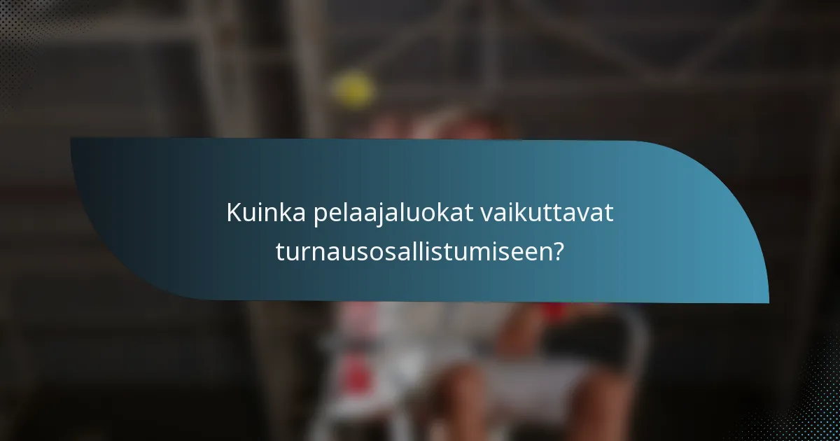 Kuinka pelaajaluokat vaikuttavat turnausosallistumiseen?