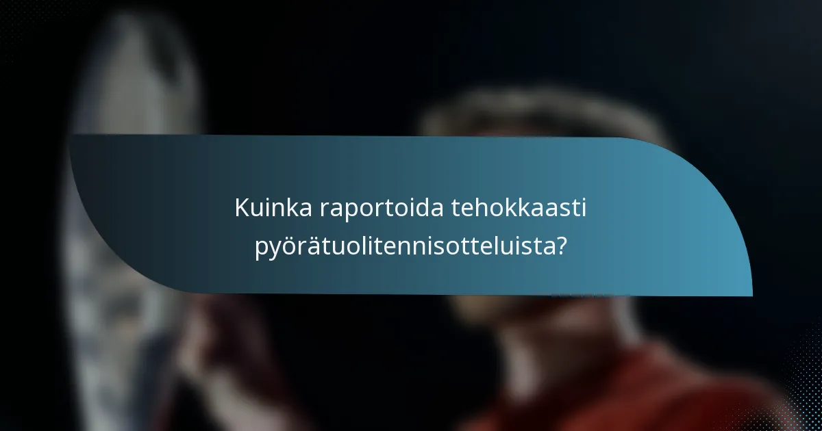 Kuinka raportoida tehokkaasti pyörätuolitennisotteluista?