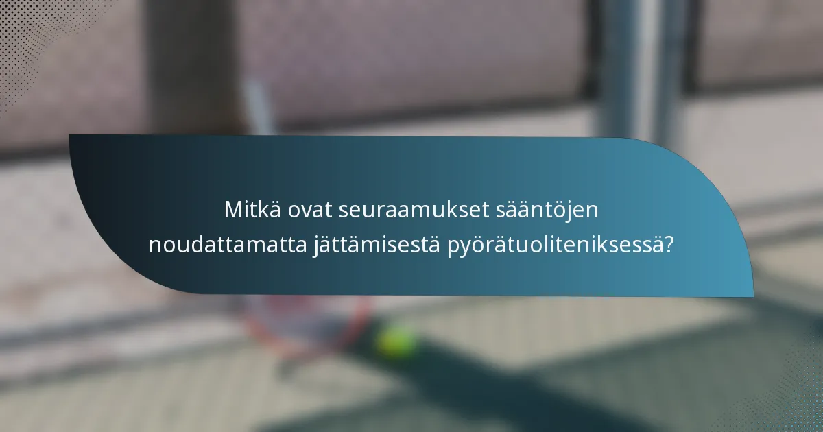 Mitkä ovat seuraamukset sääntöjen noudattamatta jättämisestä pyörätuoliteniksessä?