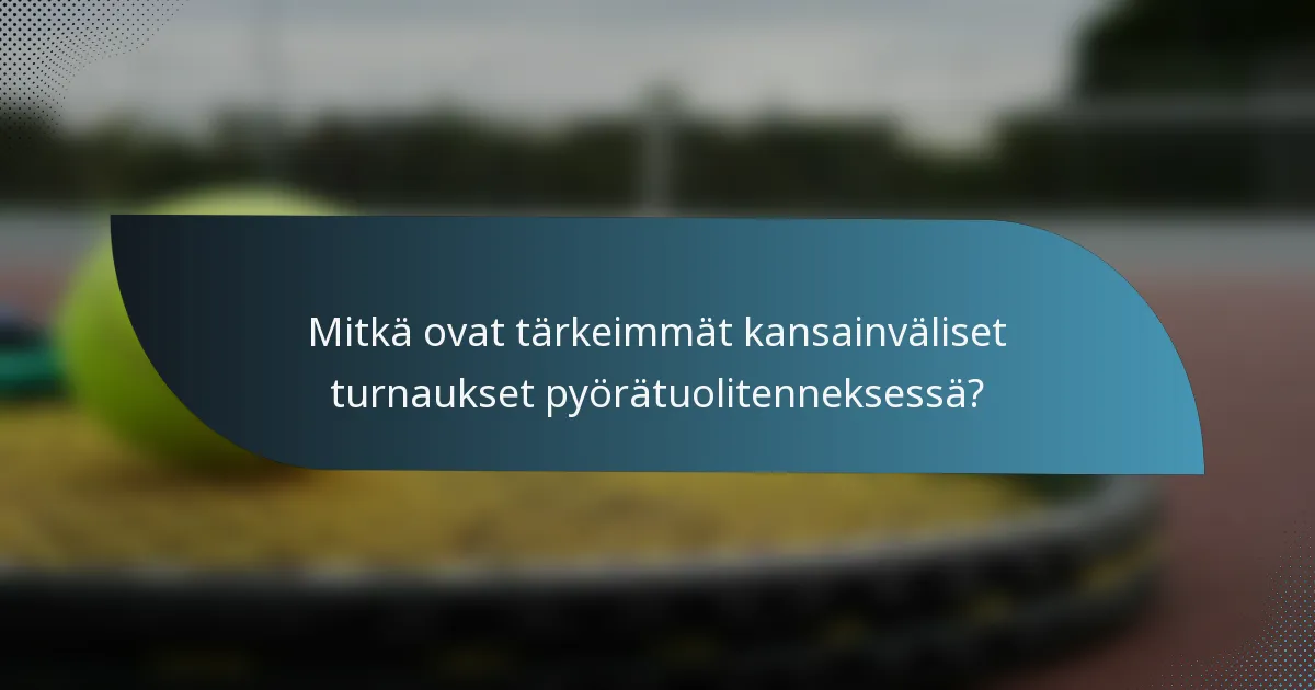 Mitkä ovat tärkeimmät kansainväliset turnaukset pyörätuolitenneksessä?